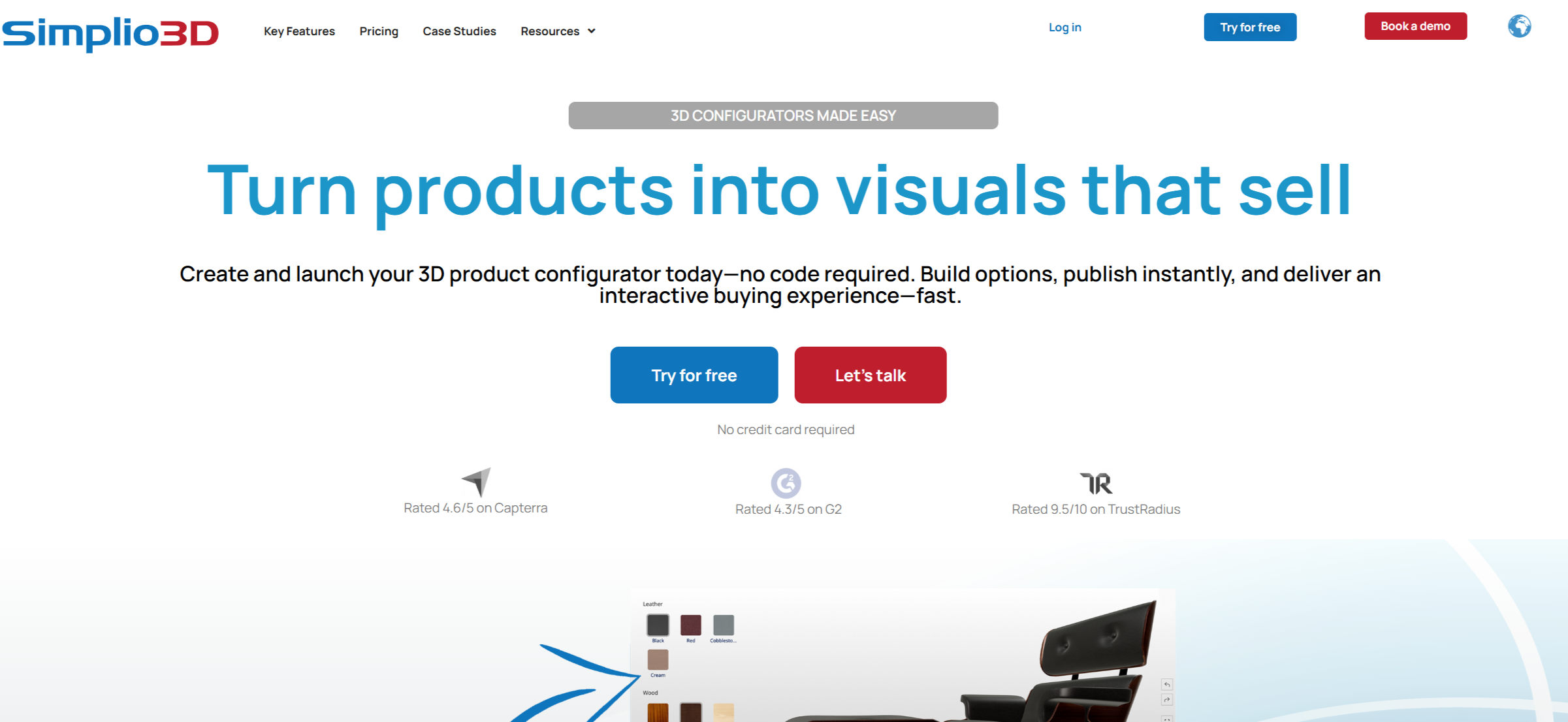 Simplio3D Product Configurator Screenshot